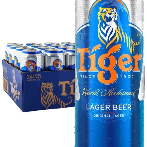 Tiger Lager Imported Beer Case 24 x 500mL Cans